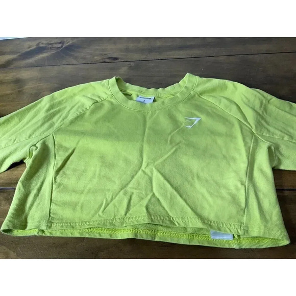 Gymshark Training Cropped Long Sleeve Top Neon Yellow Size Small - Picture 2 of 7